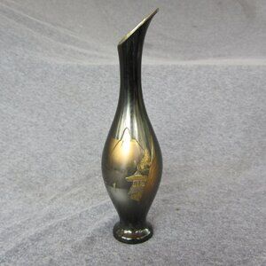 mt. fuji japan chokin vintage metal brass? bud vase (w2767)
